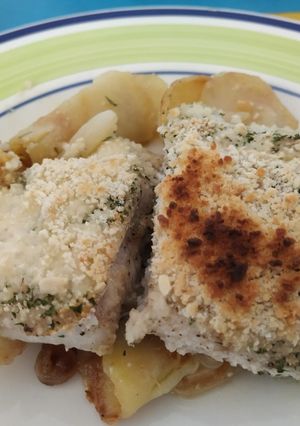 Una foto de Pescado almendrado al horno