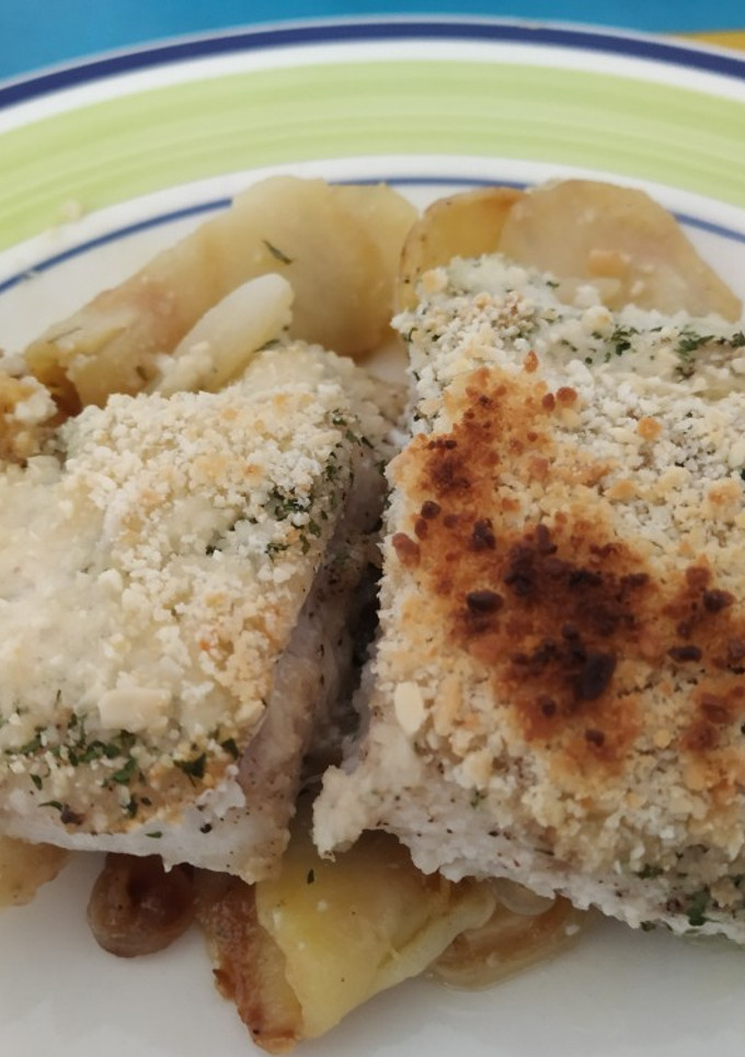 Una foto de Pescado almendrado al horno