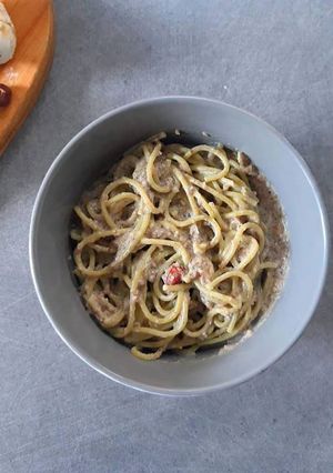 Une photo de Sauce aux champignons, noisettes et fromage de chèvre
