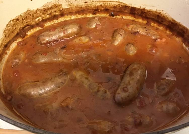 Steps to Make Homemade Sausage and red wine casserole