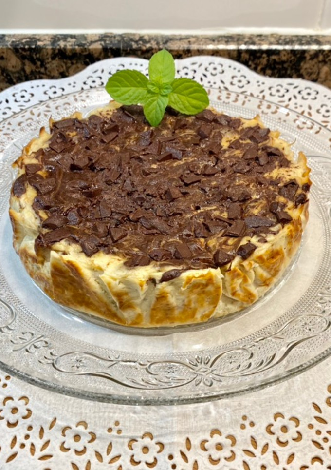 Una foto de Pastel de queso y chocolate, bajo en azúcar y grasas