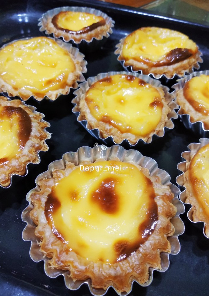 Foto resep Portuguese egg tart with instant puff pastry