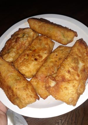 A picture of Homemade stuffed Egg Rolls.