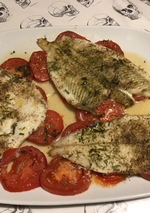 Une photo de Filets de plie aux tomates,estragon et citron