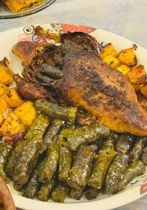 صورة لوصفة بطة مع ورق عنب