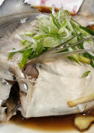 A picture of Steamed White Pomfret in Superior Soy Sauce.