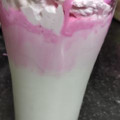 Rose dalgona milk A picture of Rose dalgona milk.