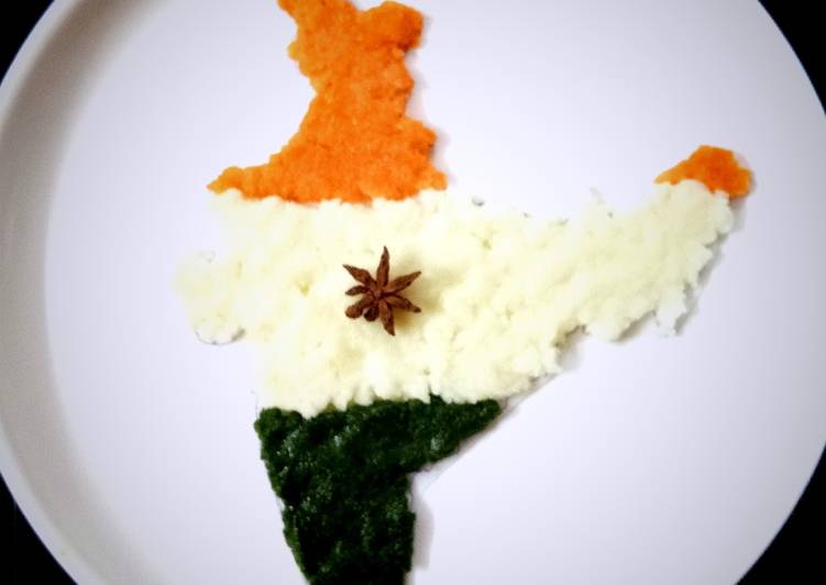 Tricolour semolina halwa
