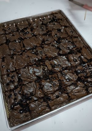 Foto resep Fudgy Brownies Shiny Crust (Takaran Sendok)