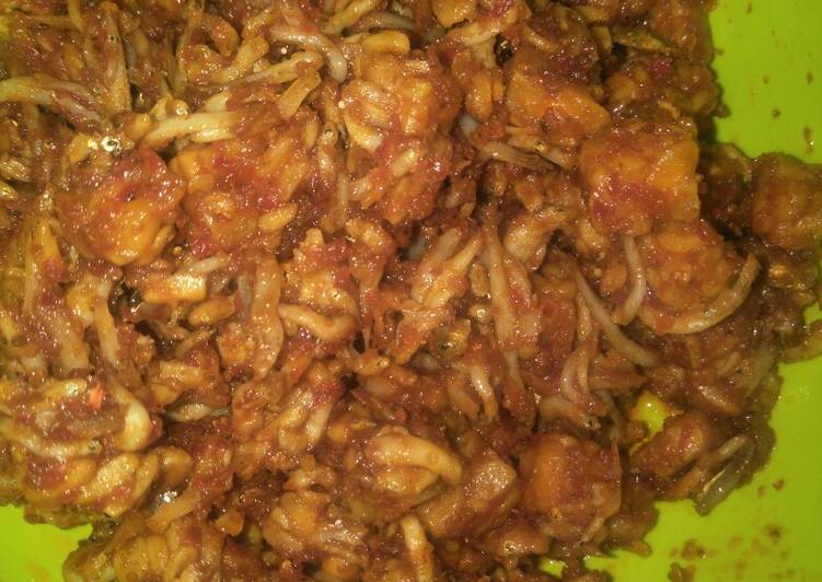 Langkah Membuat Tempe orek teri medan yang Bisa Manjain Lidah