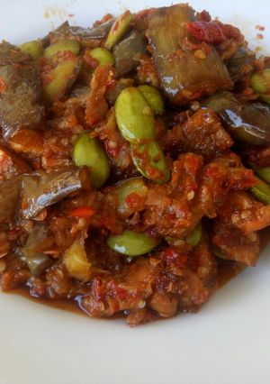 Foto resep Balado terong, pete, ikan asin