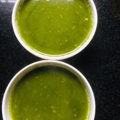 A picture of Thavasi drumstick spinach soup.