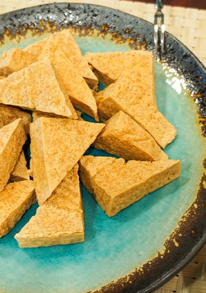 A picture of Crispy Fried Tofu with Garlicky Soy Sauce & Chili Sweet and Sour Sauce.
