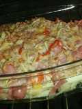 Pizza con base de patatas fritas