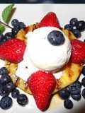 Grilled Pineapple with Ice Cream and Blueberries