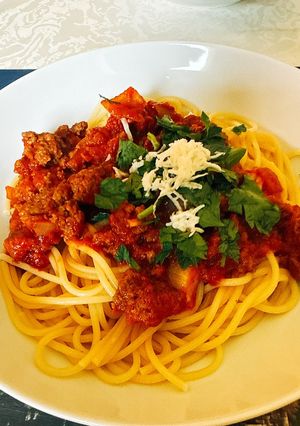 Φωτογραφία της συνταγής Μακαρόνια με κιμά (spaghetti with minced beef)