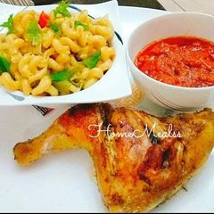 Marc Cheese Pasta with grilled chicken A picture of Marc Cheese Pasta with grilled chicken.