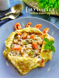 Foto resep Omurice (nasgor selimut omelet)