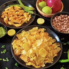 Sweet potato wafers (farali) A picture of Sweet potato wafers (farali).