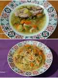 Guiso de pavo y sopa de verduras, todo al mismo tiempo