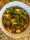 Vegetarian Asparagus, Tofu, and Glass Noodle Soup