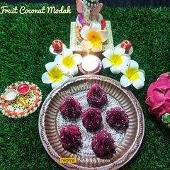 A picture of Dragon Fruit Coconut Modak.