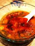 Sopa de judías redonda y patatas al pimentón ahumado-vegano