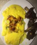 Costillas de res al horno con polenta cremosa de puerros