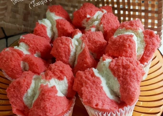 Resep  membuat Bolu Kukus Mekrok Merah Putih (Tanpa Soda)  sesuai selera