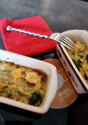 Une photo de °Gratin de courgettes et chorizo°