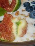 Nutrient rich breakfast-- oats with fig, blue berries and nuts. kids and adult friendly