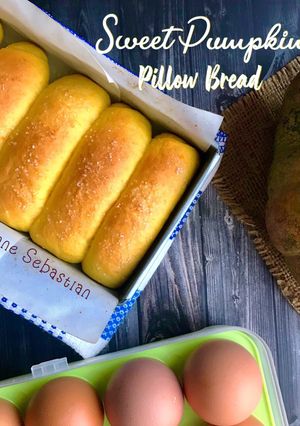 Foto resep Sweet Pumpkin Pillow Bread (Water Roux)