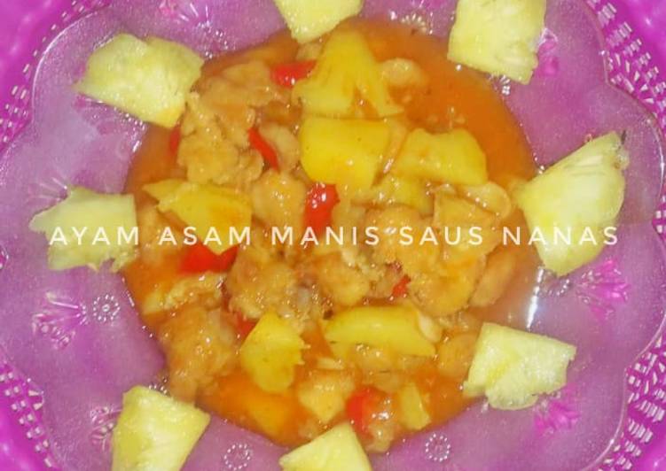 Resep Ayam Bergizi Tinggi~Ayam Asam Manis Saus Nanas, Lezat