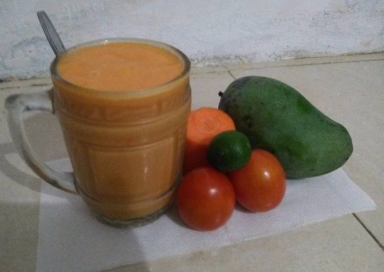 Cara Gampang Menyiapkan Jus 4 diva(tomat, wortel, mangga, dan jeruk nipis) Anti Gagal