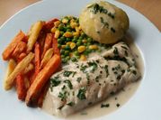A picture of hake fish oven