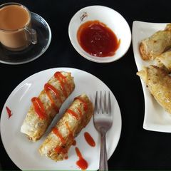 A picture of Rice paper bullet samosa.