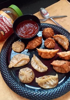 A picture of Steamed and Fried Soya Momos (Soybean Dumplings).