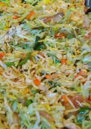 A picture of Indo-Mexican style fried Rice.