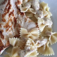Swordfish with Honey and Mustard Pasta A picture of Swordfish with Honey and Mustard Pasta.