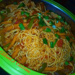 A picture of My special stire fry spaghetti.