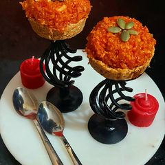 A picture of Gajar ka halwa in vermicelli tarts.