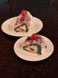 Patriotic Vanilla Cake Roll with Whipped White Chocolate Ganache Filling and Frosting