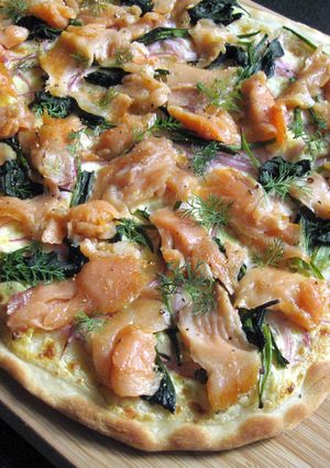 A picture of Smoked Salmon Flammkuchen.