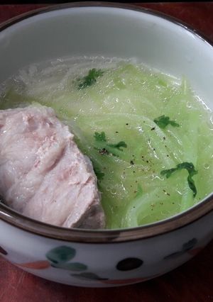 Hình của món Mì sườn bí xanh cho bé.