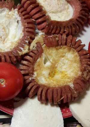 Virslis tükörtojás recept fotója