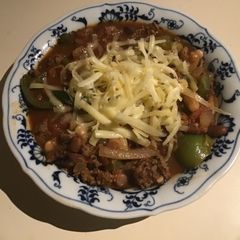 A picture of California Farm Winter Chili Dinner- Meat and Non-Meat Versions.