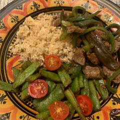 A picture of Meal Prep: Stir Fry Beef with Green Pepper.