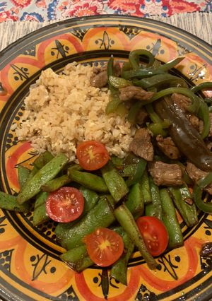 A picture of Meal Prep: Stir Fry Beef with Green Pepper.