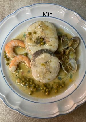 Una foto de Merluza en salsa Mte