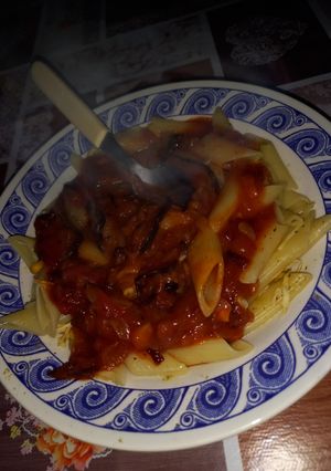 Una foto de Fideos con salsa vegetariana